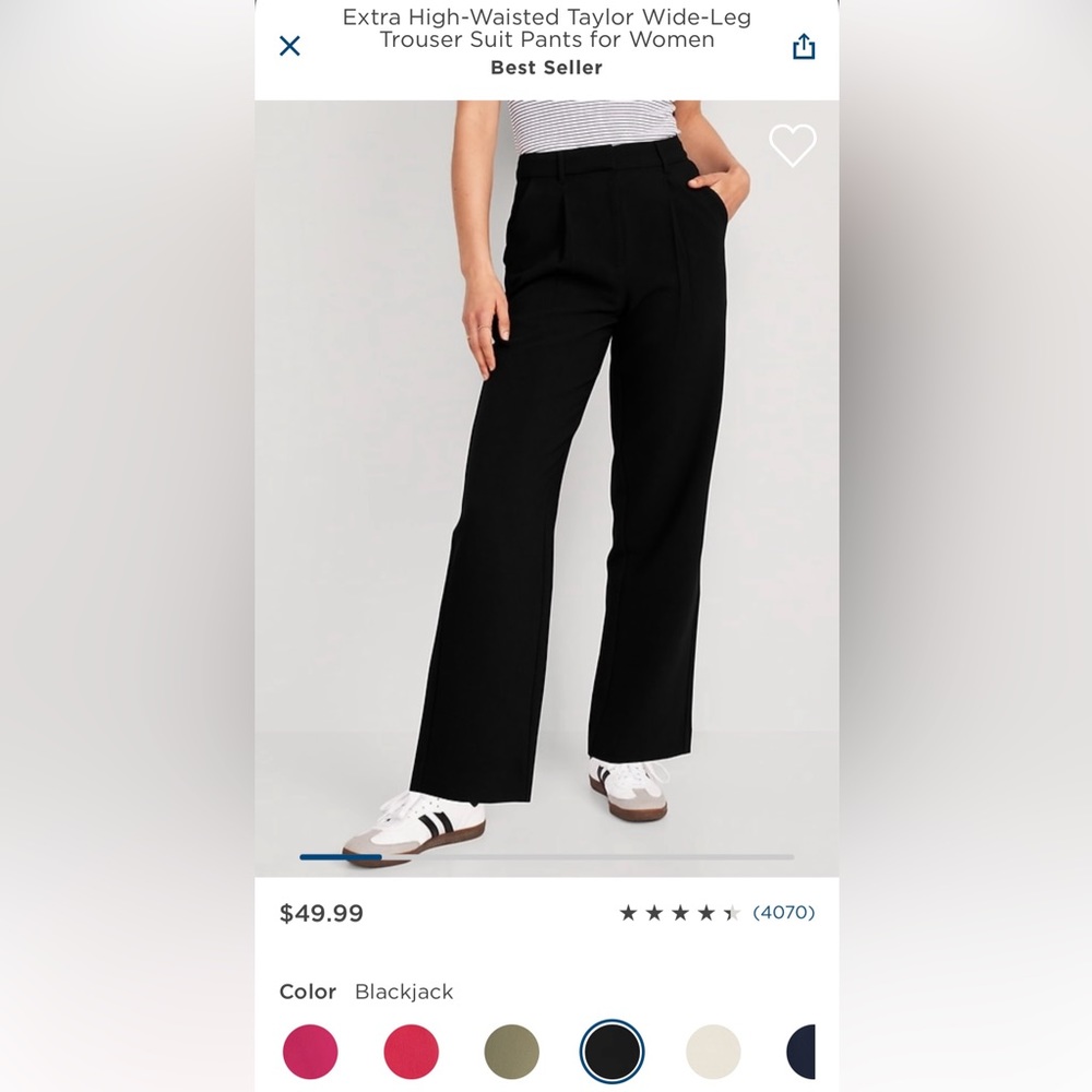 Old Navy women’s extra high waisted Taylor wide leg trouser